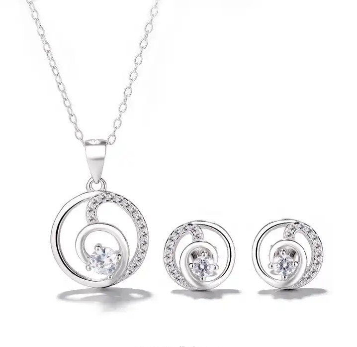 Silver necklace store and earrings